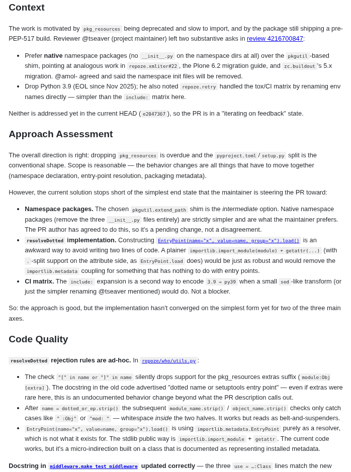rendered HTML analysis of a pull request opened in a browser